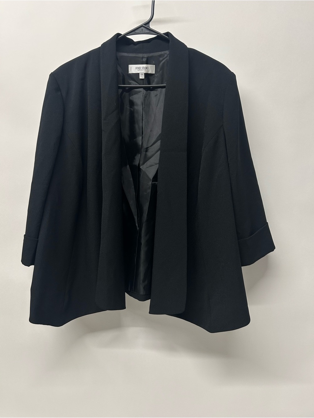 NWT Jones New York Black Draped Open-Front Blazer 18W